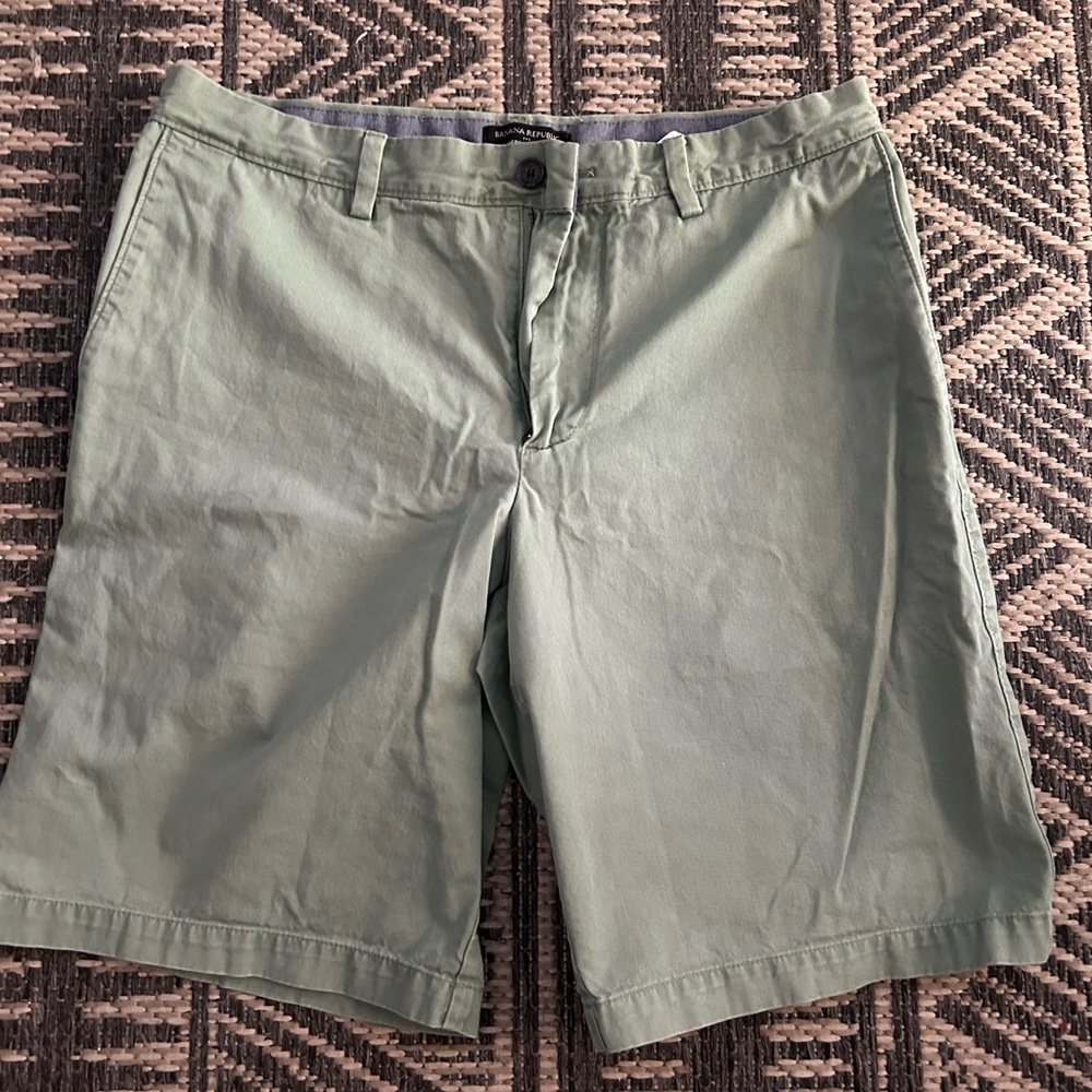 Banana Republic Green Flat Front Shorts